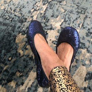 Tory Burch ballet flats navy blue glitter